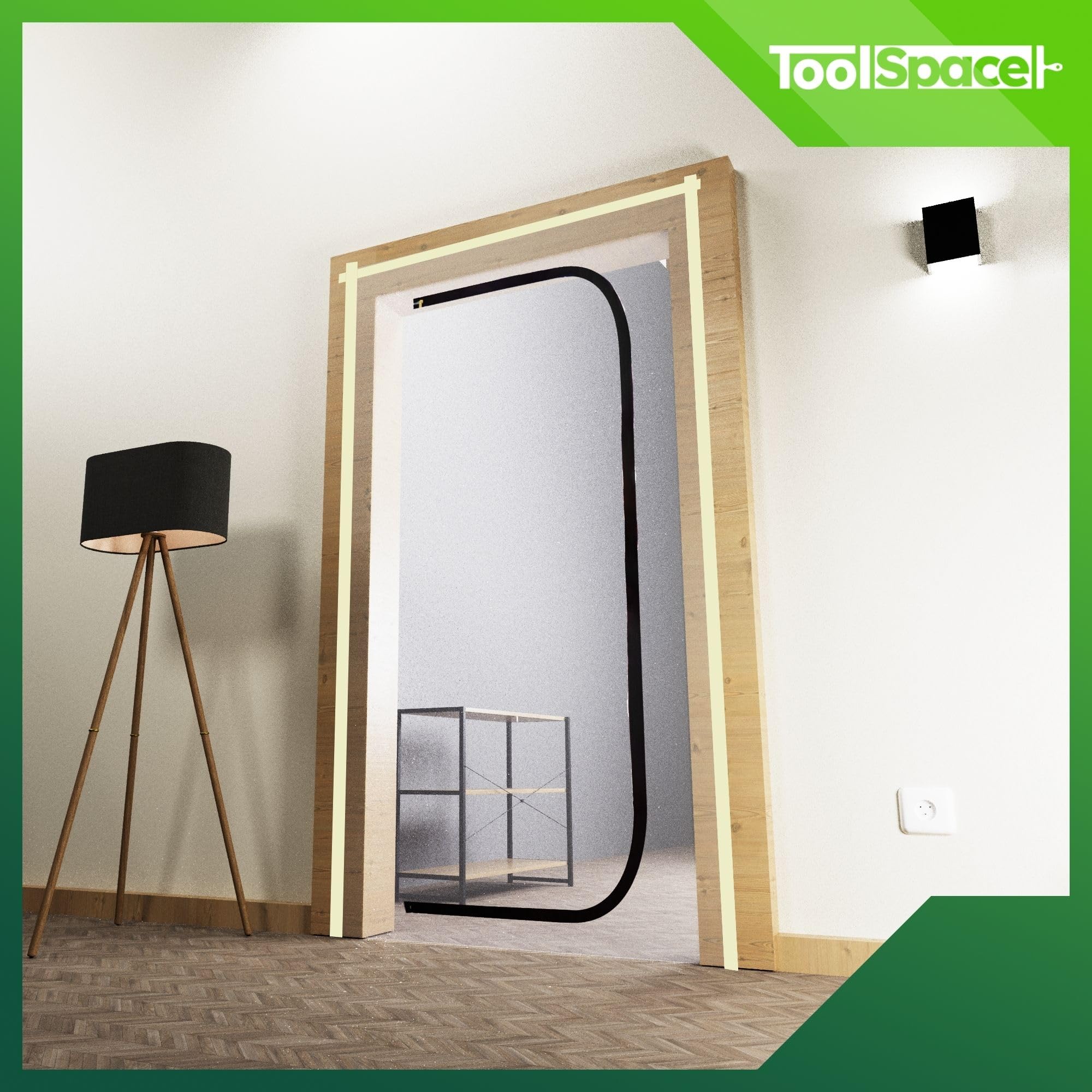 ToolSpace puerta de protección contra el polvo con cremallera 220x120cm TIPO C - Fácil de instalar, reutilizable y duradera - Ideal para renovaciones - Protege contra el polvo