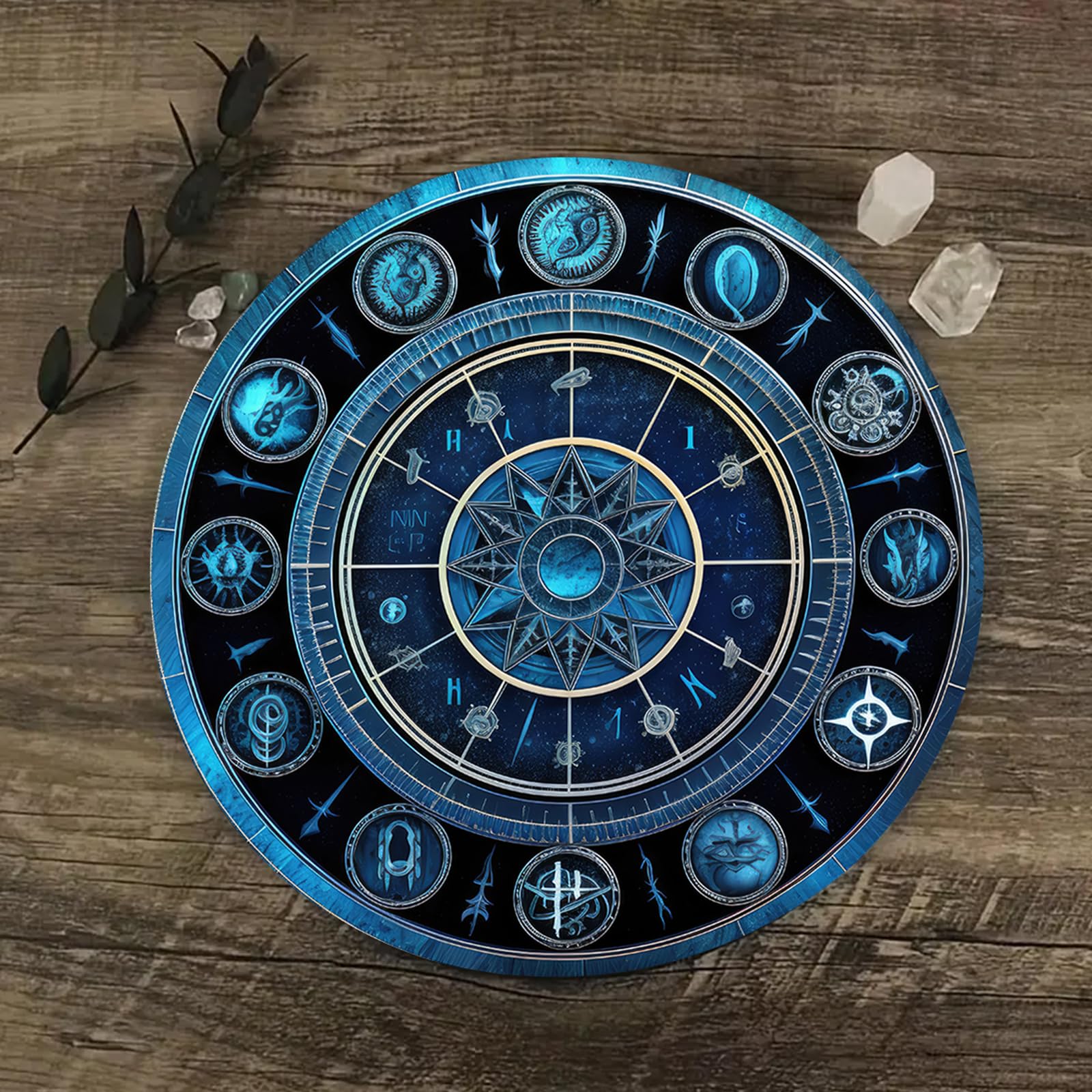 CRASPIRE Tapis De Pendule, Tapis De Tarot Pour Autel, Tapis De Cérémonie De Radiesthésie, Tapis En Caoutchouc Avec 1 Collier Pendule De Radiesthésie En Cristal Pour Fournitures D'autel, Pendule De