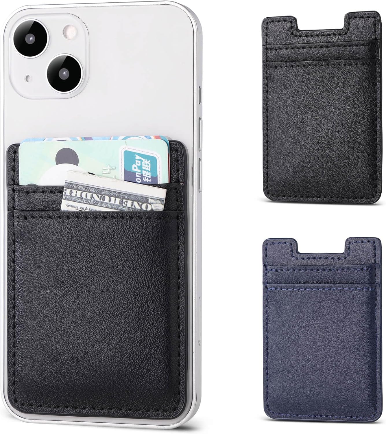 Phone Wallet Stick on,2Pack Phone Card Holder for Back of