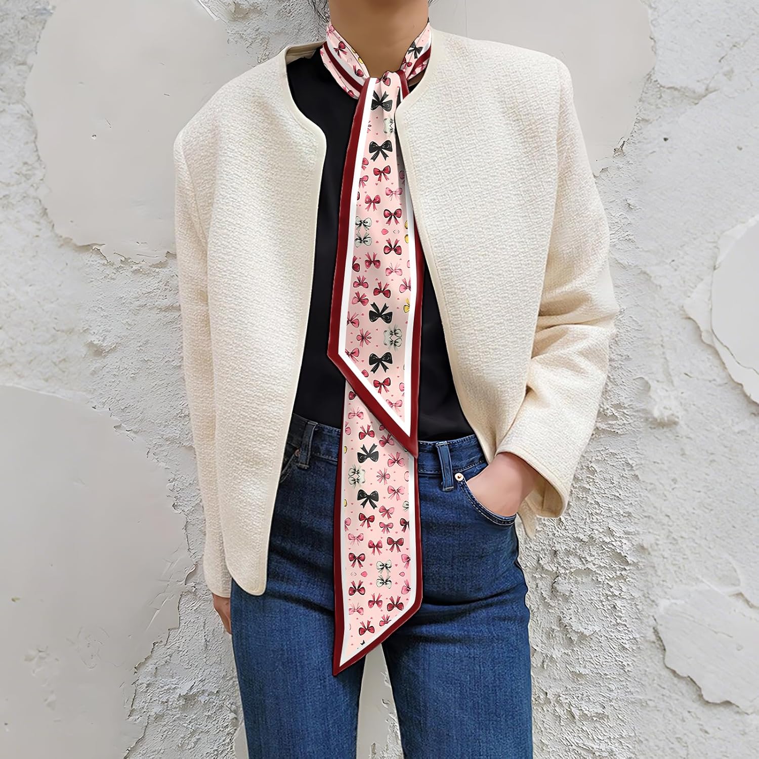 Hair Head Scarf Neck Scarves Silk Feeling Long Satin Fashion Cute Decoration Handbag Women Girls 59 * 6.7'' - Image 6