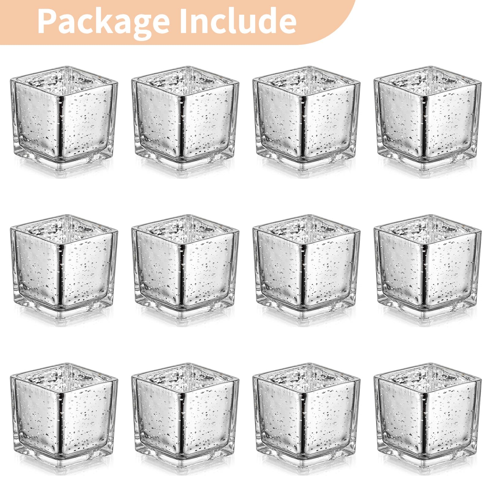 Nuptio Argento Portacandele In Vetro - 12 Pezzi Portacandele Votive Galleggianti E Tealight Mercurio Light Holders Bulk Natale Matrimonio Anniversario Casa Chiesa Hotel Tavolo Centro Pezzi Ornamenti