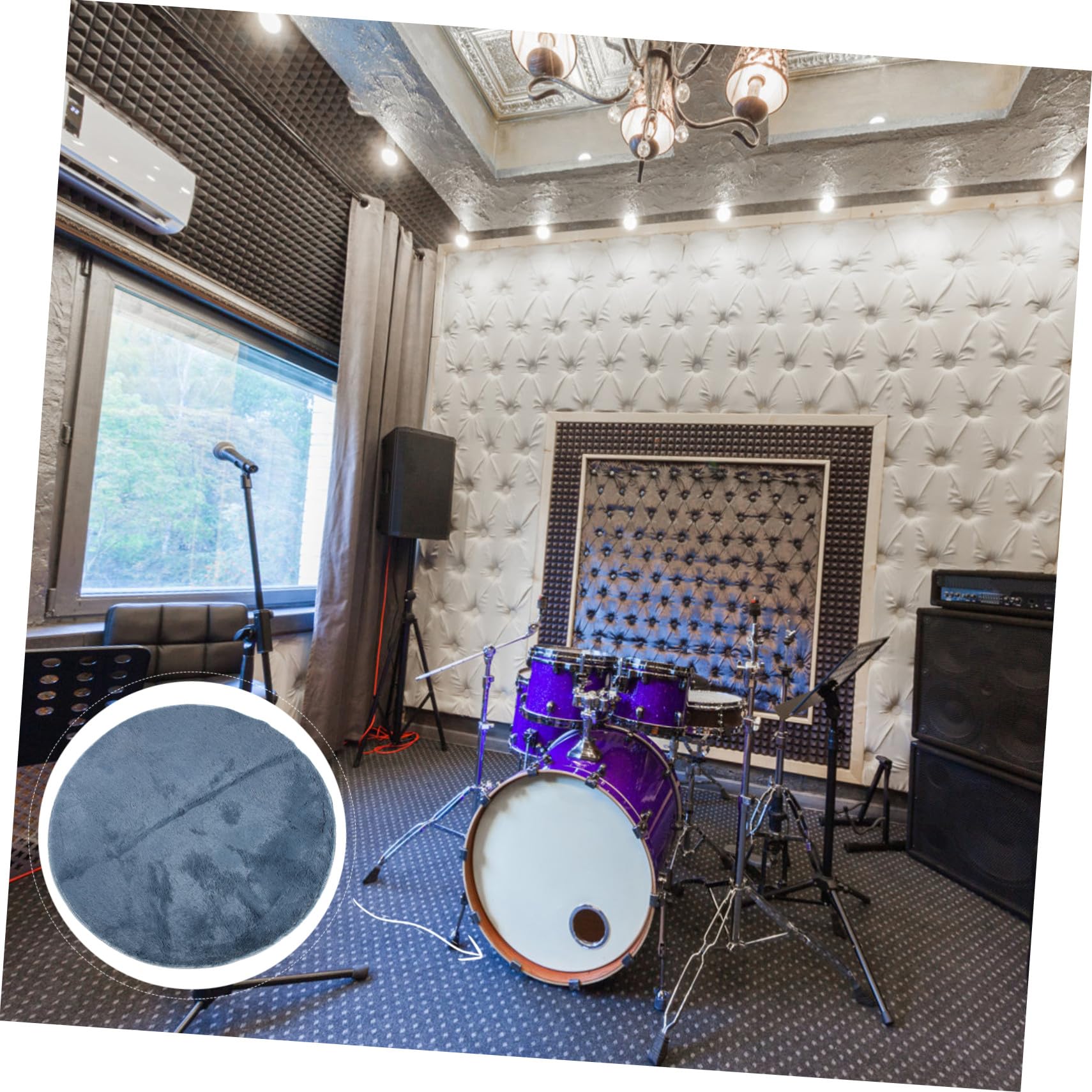 schalldämmende und rutschfeste Drum Matte 1,2 Meter aus Polyester und plüsch zur geräuschreduzierung und klangverbesserung für heimkino und kontrollräume