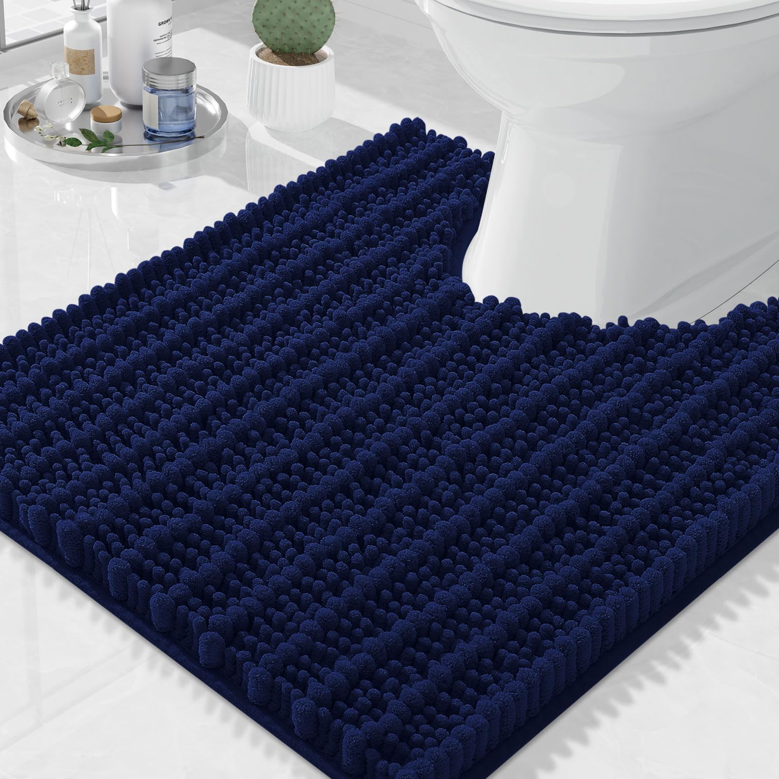 Arotive Luxury Chenille Toilet Rugs U-Shaped, Extra Soft Thick Absorbent Bathroom Mat, Non-Slip Shaggy Plush Contour Rugs, Machine Wash Dry Bath Mat