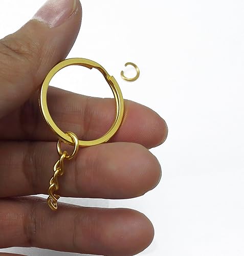 Miniatura 4 de yueton Paquete de 100 llaveros de metal dividido de 0.984 in con cadena