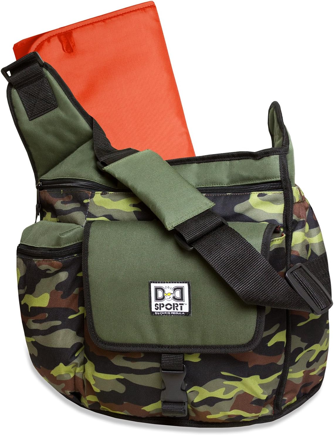 Diaper Dude Sport Bag by Chris Pegula - Green Camo Sling Messenger Diaper Bag