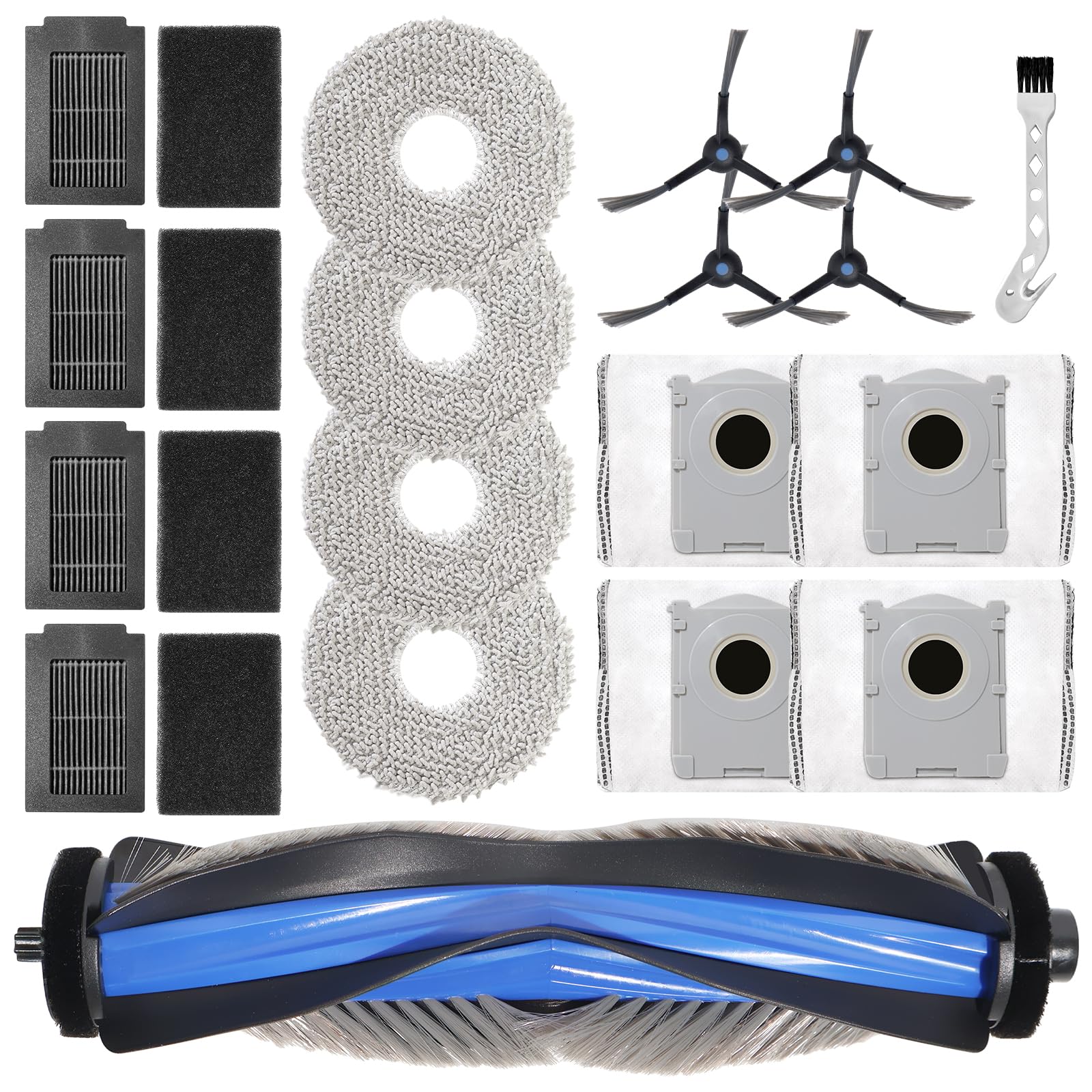 Zubehör für Ecovacs Deebot Staubsauger Ersatzteil, Hauptbürste,Wischtücher,Staubbeutel,Seitenbürsten,Filter