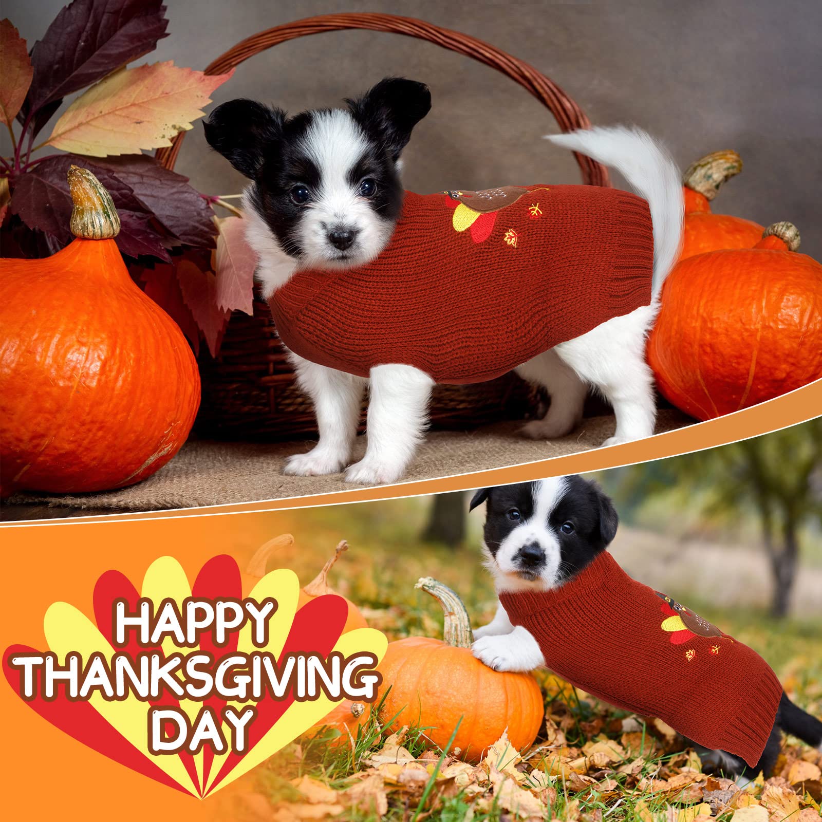 Set di 3 maglioni per cani di Halloween, Ringraziamento, Natale, zucca, tacchino, Babbo Natale, cucciolo, abbigliamento per animali domestici, per cani, gatti, animali domestici, taglia L