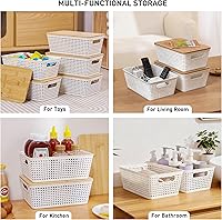 Vista 5 de Contenedores de almacenamiento pequeños con tapas, 6 unidades, cesta de almacenamiento de plástico con tapa de bambú para organización de despensa