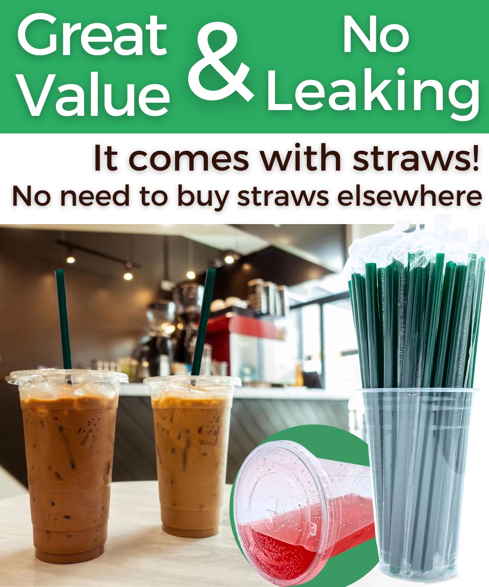 Aatriet 20 oz Clear Plastic Cups with Lids and Straws, Dispo -3