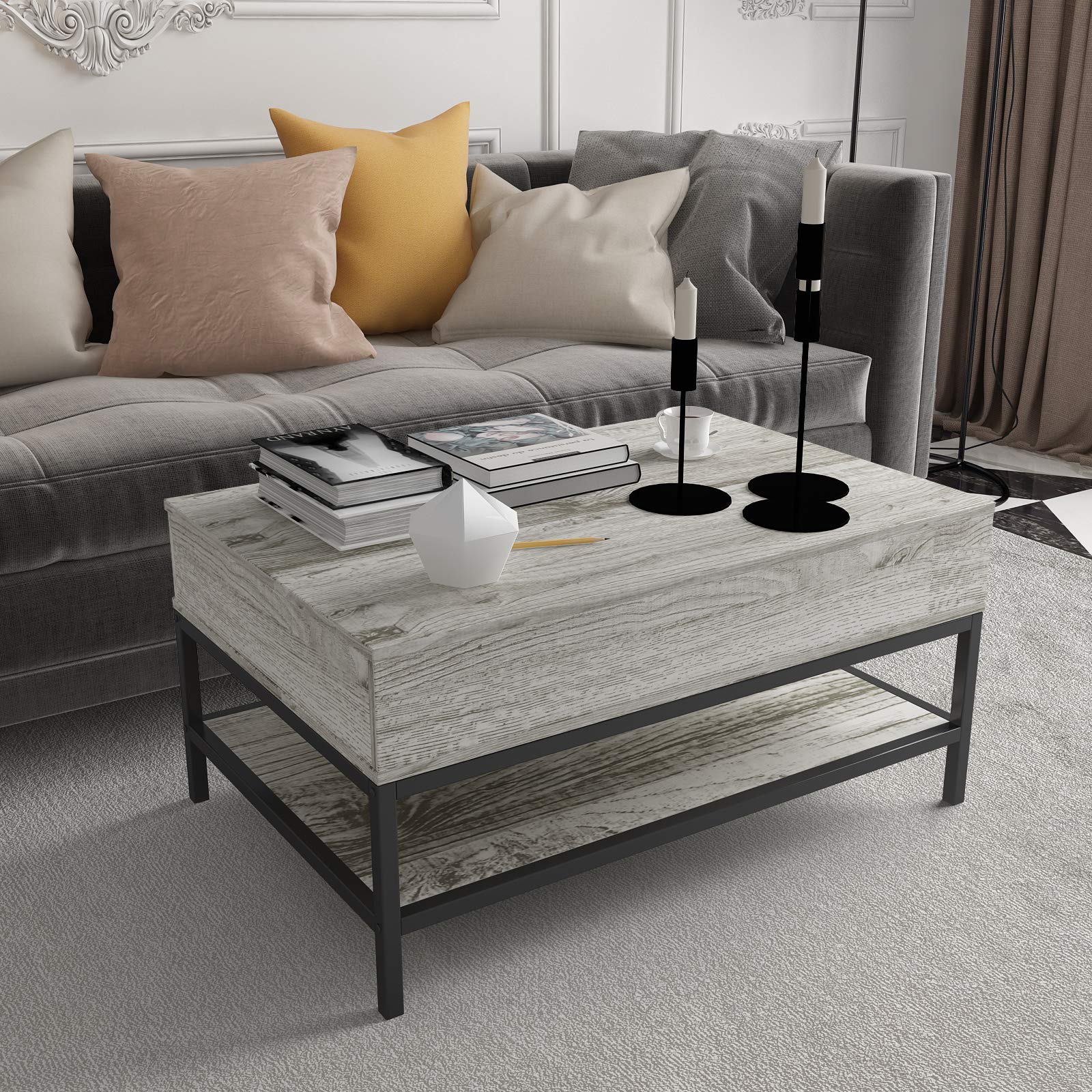 Mecor Lift Top Coffee Table with Hidden Compartment Modern Lift