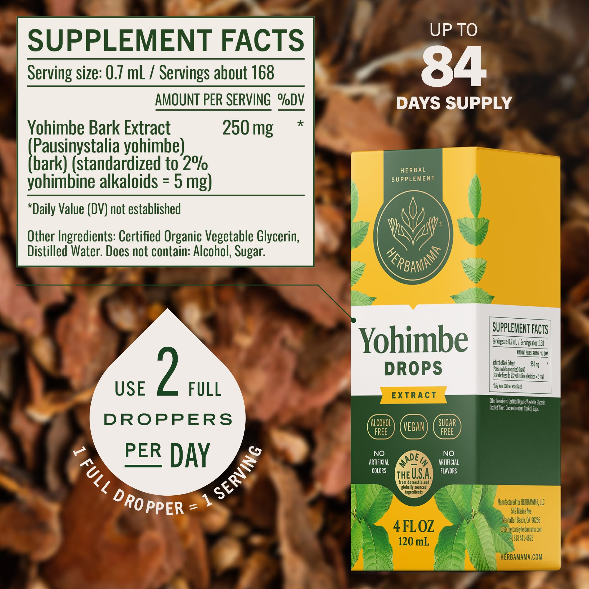 HERBAMAMA Yohimbe Supplements for Men - Yohimbine for Focus & Energy — Amazon image 3