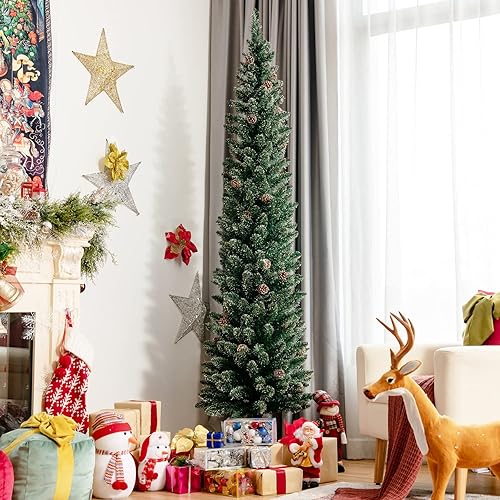 Miniatura 163 de Goplus - Árbol de Navidad artificial cónico de 6 pies, 340 puntas de rama, agujas de cloruro de polivinilo premium, delgado con soporte de metal