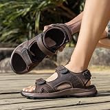 FLARUT Hommes Sandales d'été Chaussures de randonnée Trekking Outdoor Sport Cuir Plage Orteils Ouverts Sportives Décontractées(Marron Clair,43) - 2