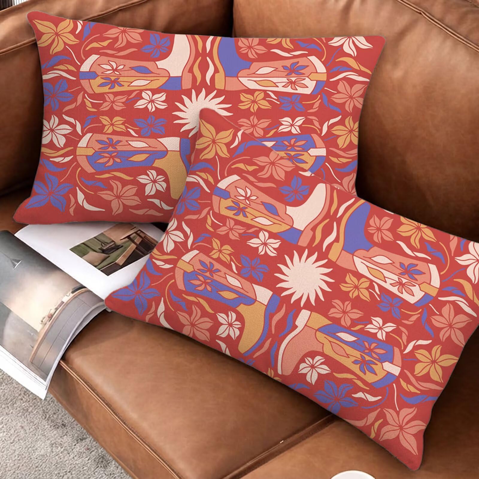 Poduszka outdoorowa retro kwiat poszewka na poduszkę 60 x 80 cm poduszka