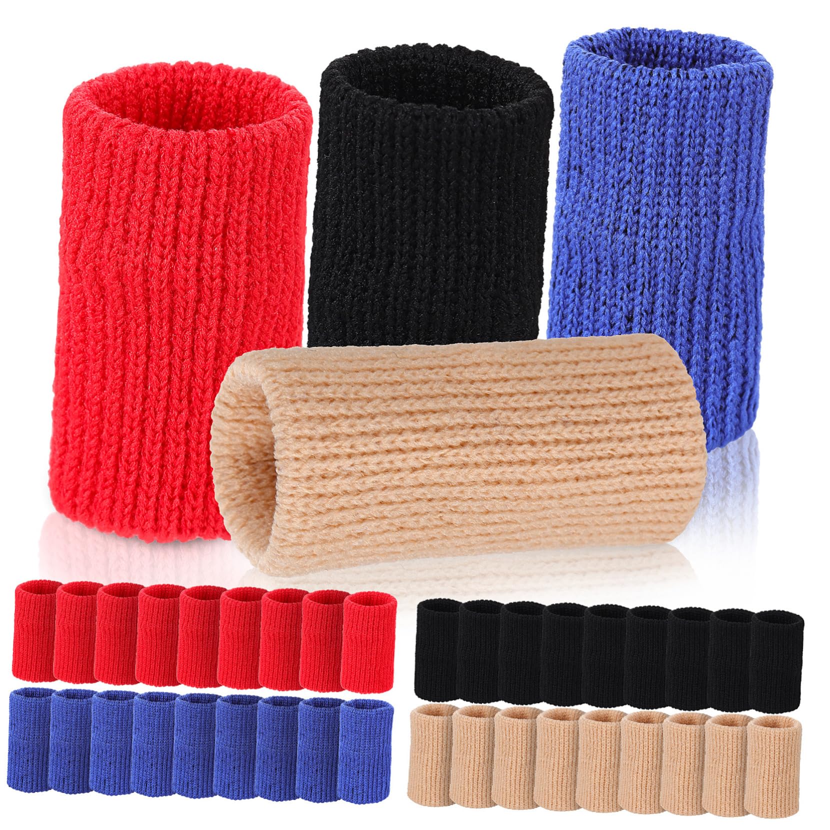 Cabilock 40Pcs Finger Compression Sleeves for Support Elastic Finger Brace for Comfortable Breathable Material and Nude Colors