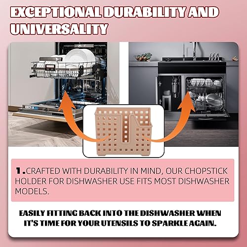 Miniatura 6 de TonGass Cesta para lavavajillas (2 unidades, color rosa) para popote y palillos, cesta universal para utensilios de lavavajillas, para artículos