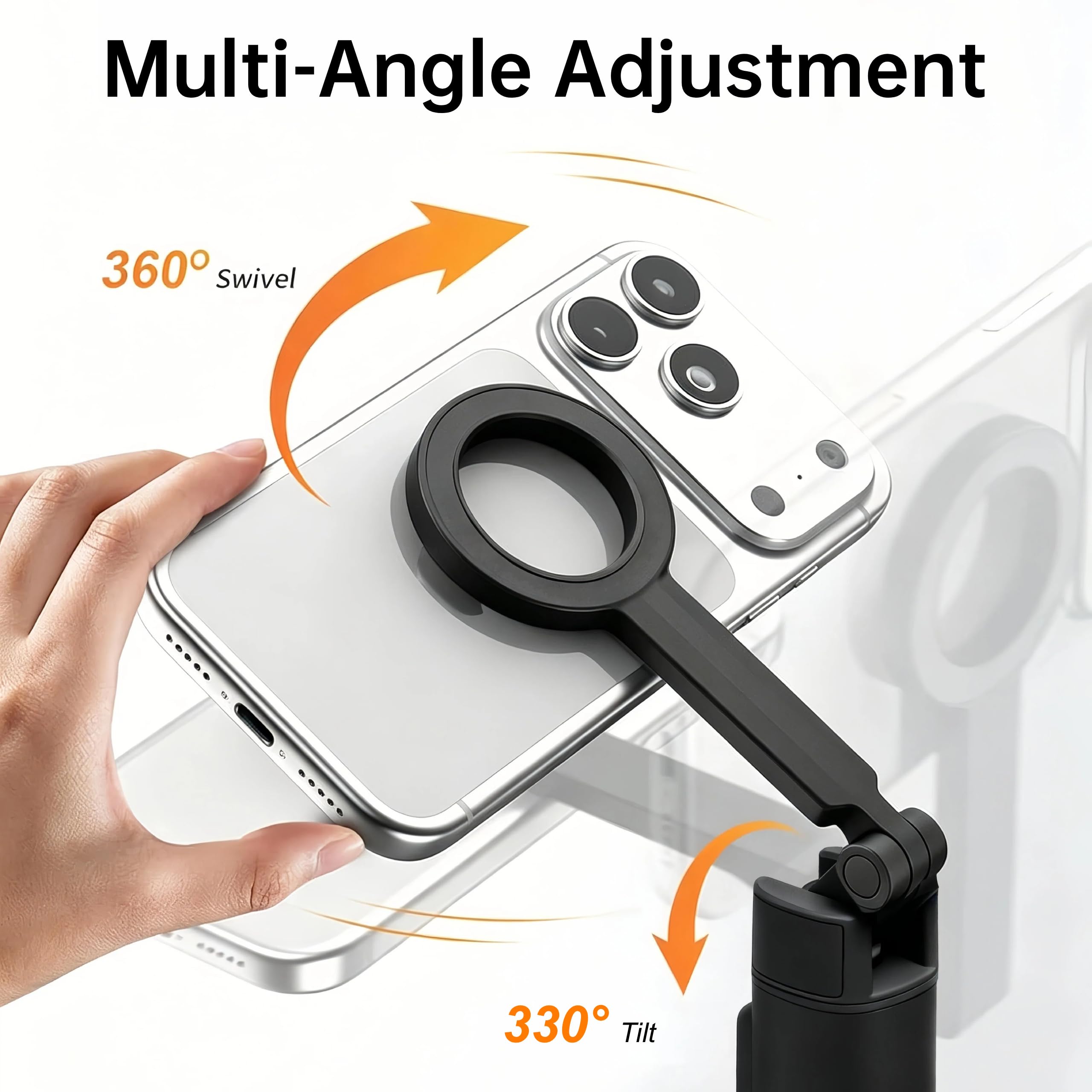 Treppiede magnetico per selfie per iPhone Android, 67 pollici, supporto estensibile per telefono con telecomando e testa inclinabile, supporto per telefono N52 resistente compatibile con iPhone 12-17