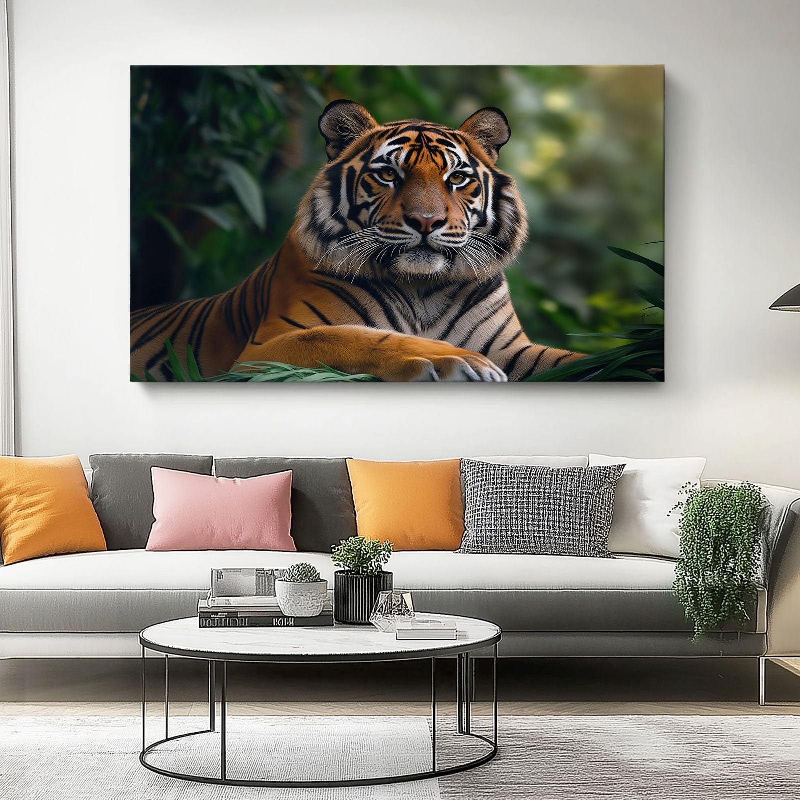 Lienzos decorativos 90l x45an cm Cuadro Sobre Lienzo Moderno Tigres y gatos realistas Dormitorio Cocina Cuadros Pared Imágenes Cuadros Decoracion Salon Wall Naranja Negro
