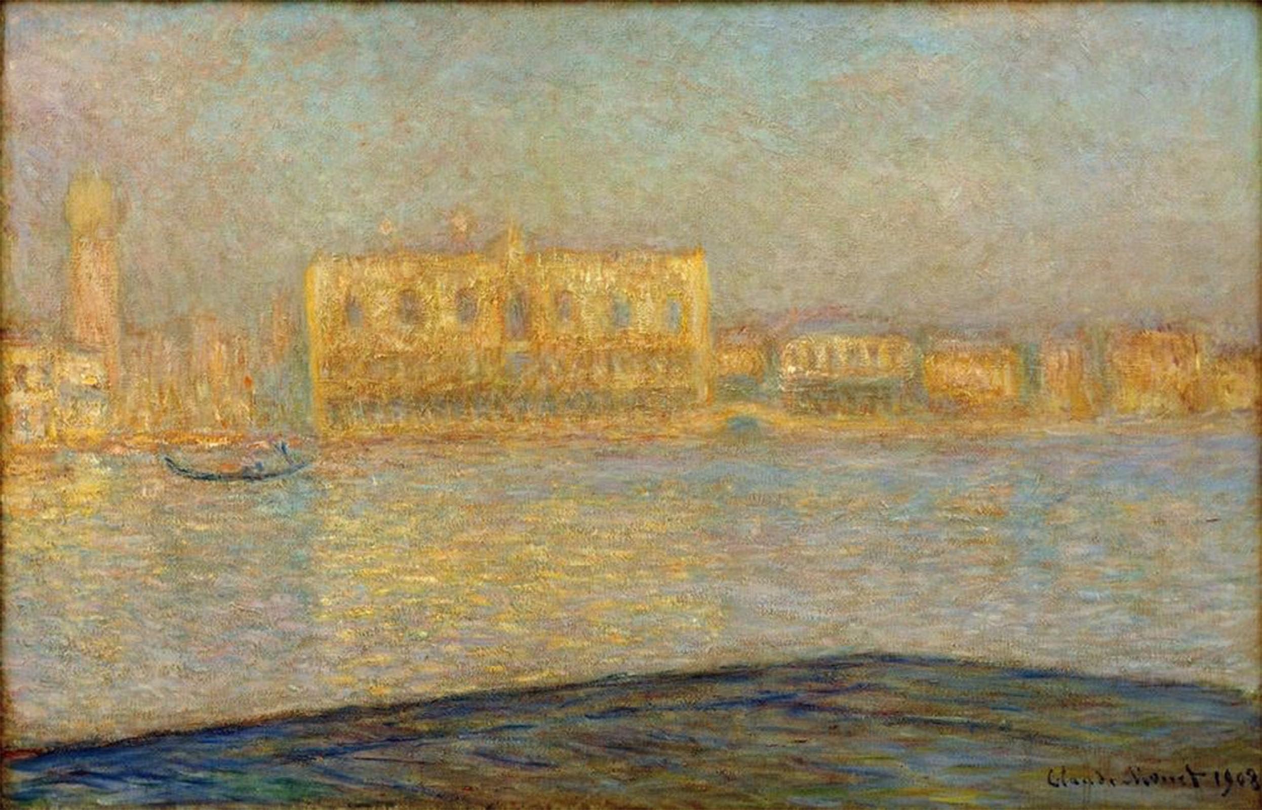 Serendipitp No Frame Vintage Wall Art Canvas Nordic Poster Canvas Print Picture The Ducal Seen From Saint George Major By Claude Monet Wall Art Poster For Home Decor 60X90cm