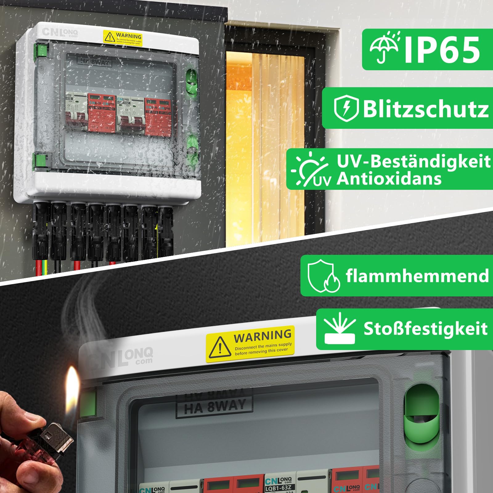 Überspannungsschutz PV DC 500V 32A Trennschalter Blitzschutz 2 String 2 In 2 Out Mit IP65 Solar PV Anschlusskasten Für PV Anlage Komplettset
