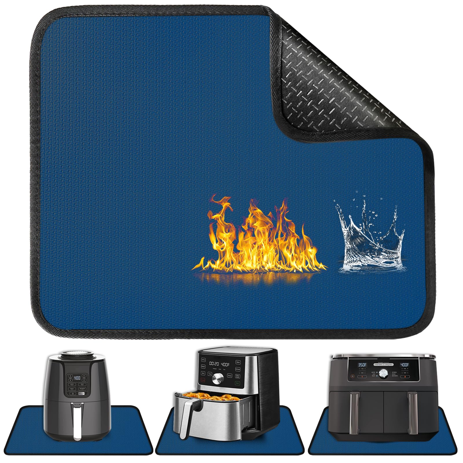Khongoo Anti-Slip Heat Resistant Mat for Air Fryer, 30x45x0.15 cm, Blue