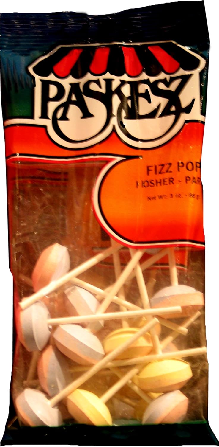 Paskesz Lollipops, Fizz Lollipops Wrapped, 3Ounce Bags