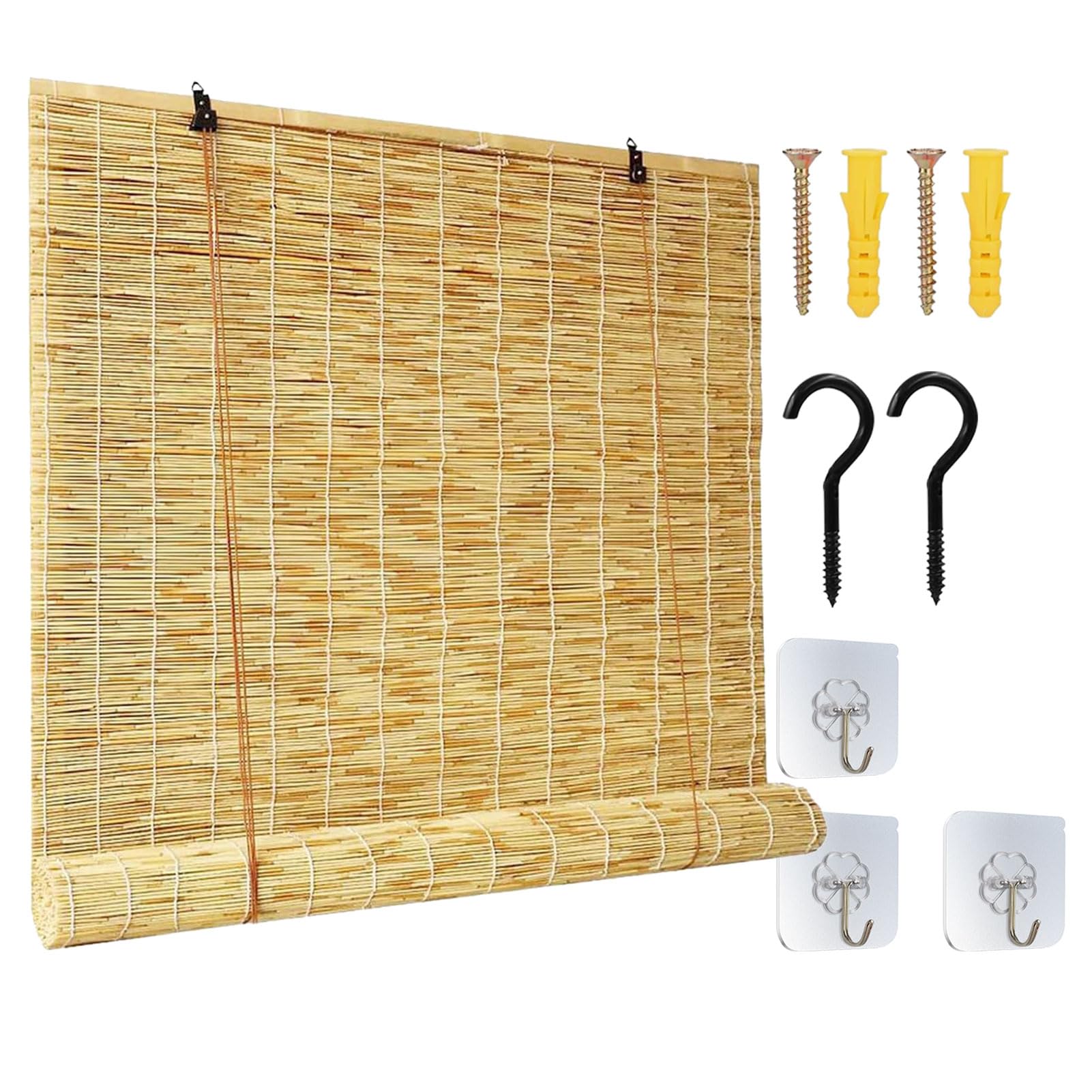 Bamboo Blinds for Windows Shutters Light Filtering Outdoor Roller Blinds Roman Blinds Shades Reed Curtains With Lifter Blackout Reed Roll up Curtain Protection Privacy for Patio Porch Garden Kitchen