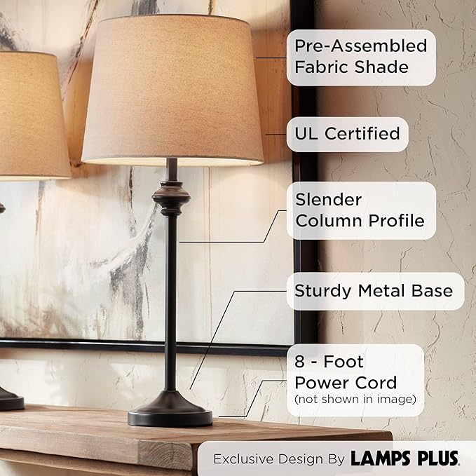 Lámparas de Mesa 360 Lighting Lynn Set de 2, 26" Alto, Bronce Oscuro miniatura 3