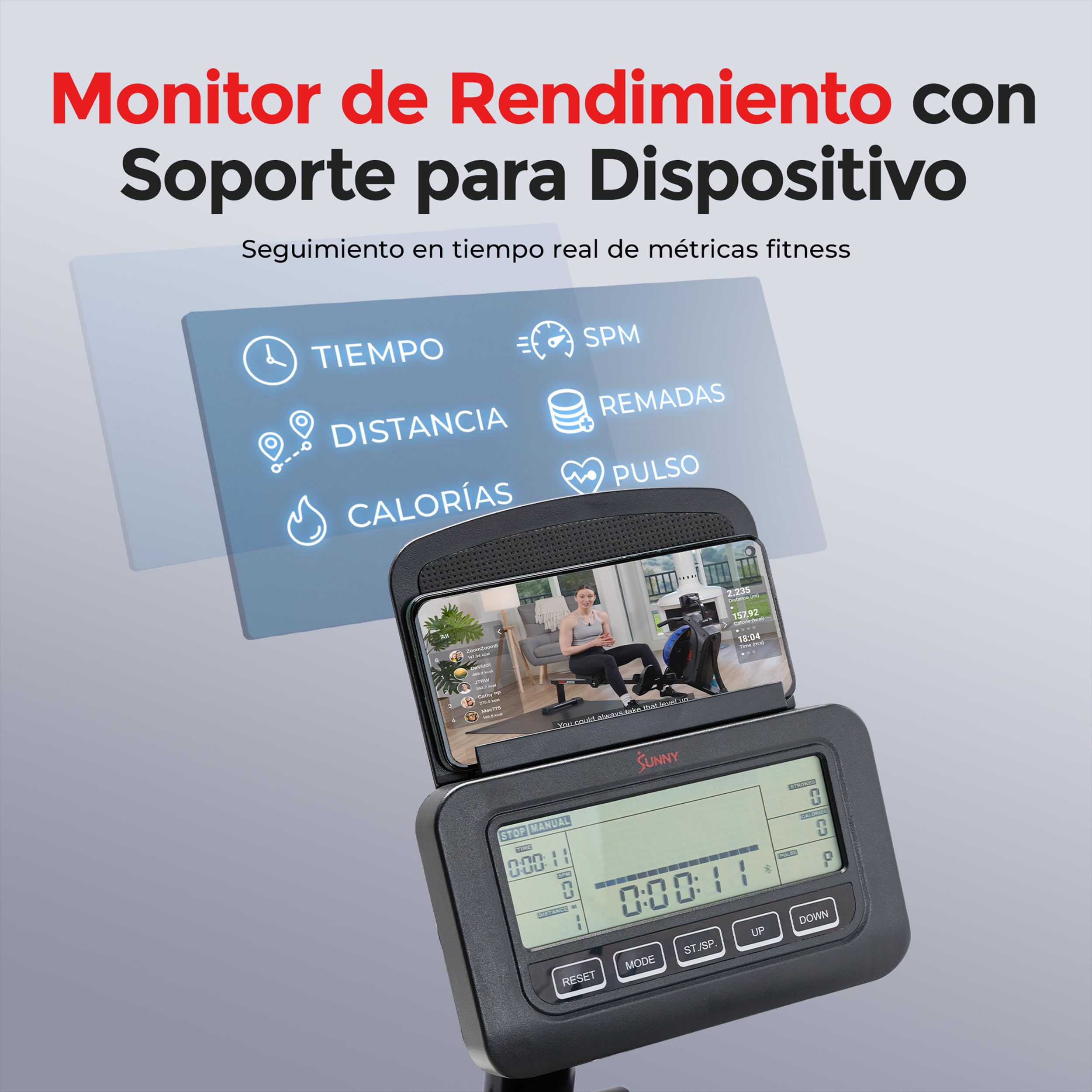 Sunny Health & Fitness Máquinas de Remo - Máquina de Remo de Doble Resistencia Unisex Adulto