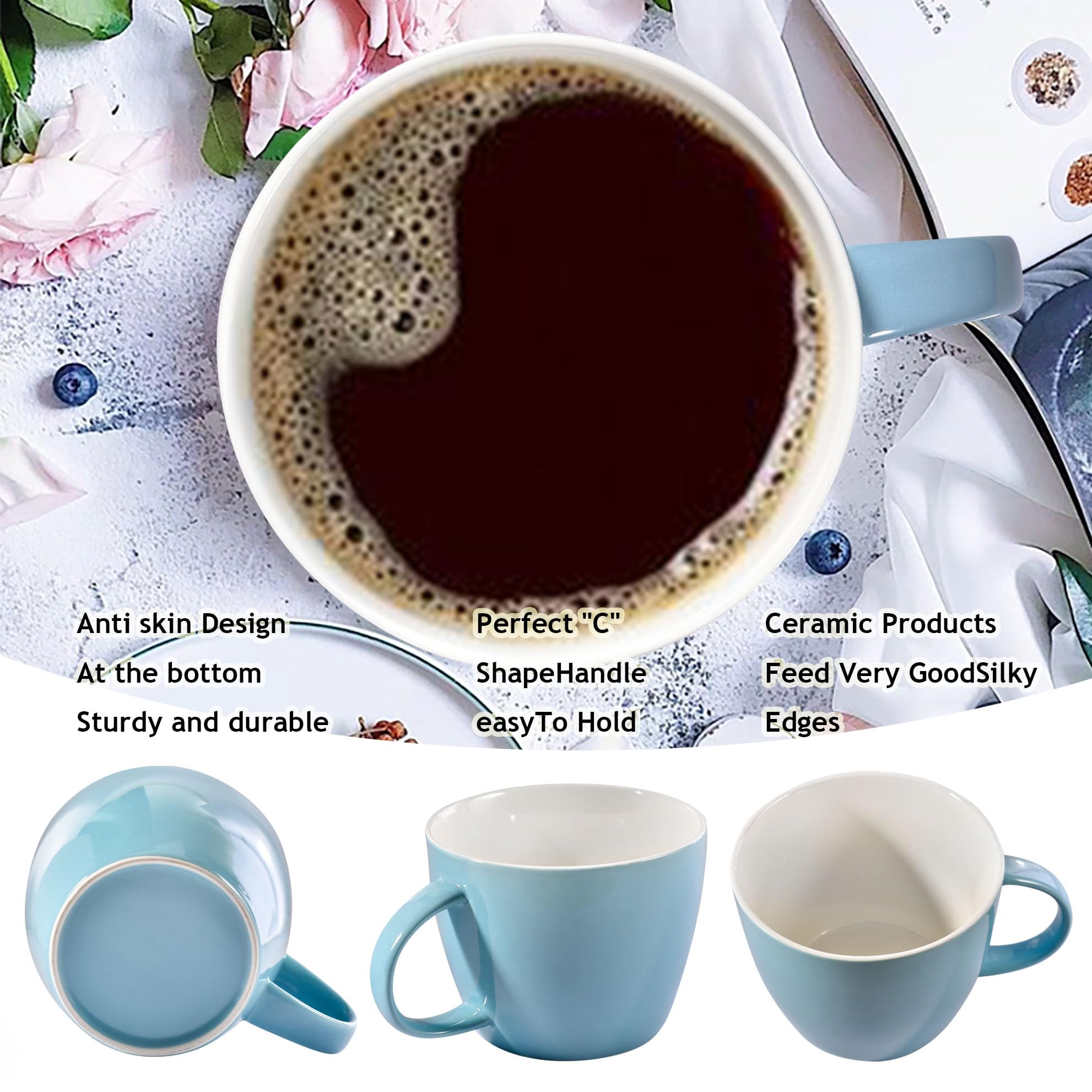 fMSDD Turquoise Jumbo 30 Ounce Porcelain Mug for Soup Coffee, Tea, Ice Cream, Fruit, Cereal, Milk, Mocha - Image 3