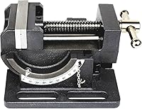 Vista 7 de HFS (R) Tornillo de prensa de hierro fundido de 4 pulgadas para taladrar, roscar y escariar con ajustes de ángulo, ancho de mandíbula de 4 pulgadas