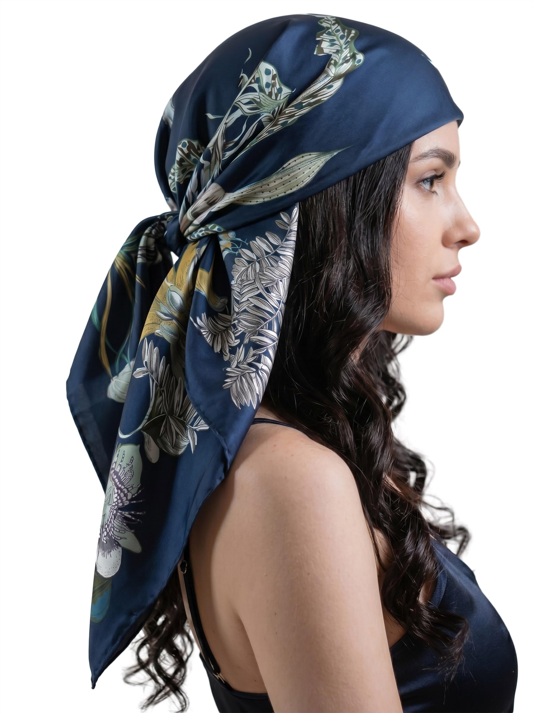 VIVISENCE Foulard En Soie Femme Carré 90X90 Cm Bords Roulottés Style Polyvalent