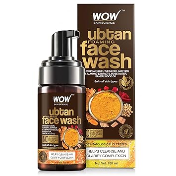 WOW Skin Science Ubtan Foaming Face Wash - with Chickpea Flour, Turmeric, Saffron & Almond Extracts - No Parabens, Sulphate, Silicones & Color, 100 ml