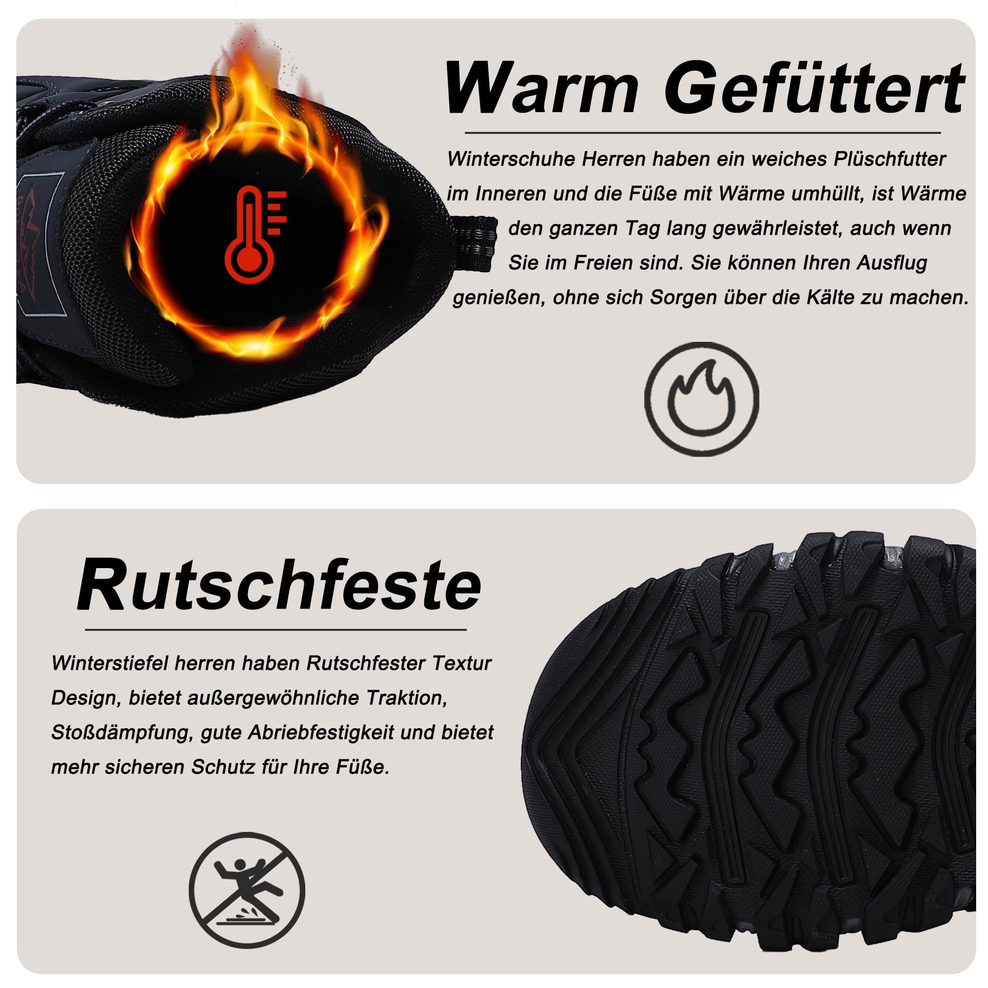 AX BOXING Winterschuhe Herren Gefüttert Winterstiefel Warm Wanderschuhe Draussen Winterboots Rutschfeste Wanderstiefel Schneestiefel Trekkingschuhe Größe 41-46 EU