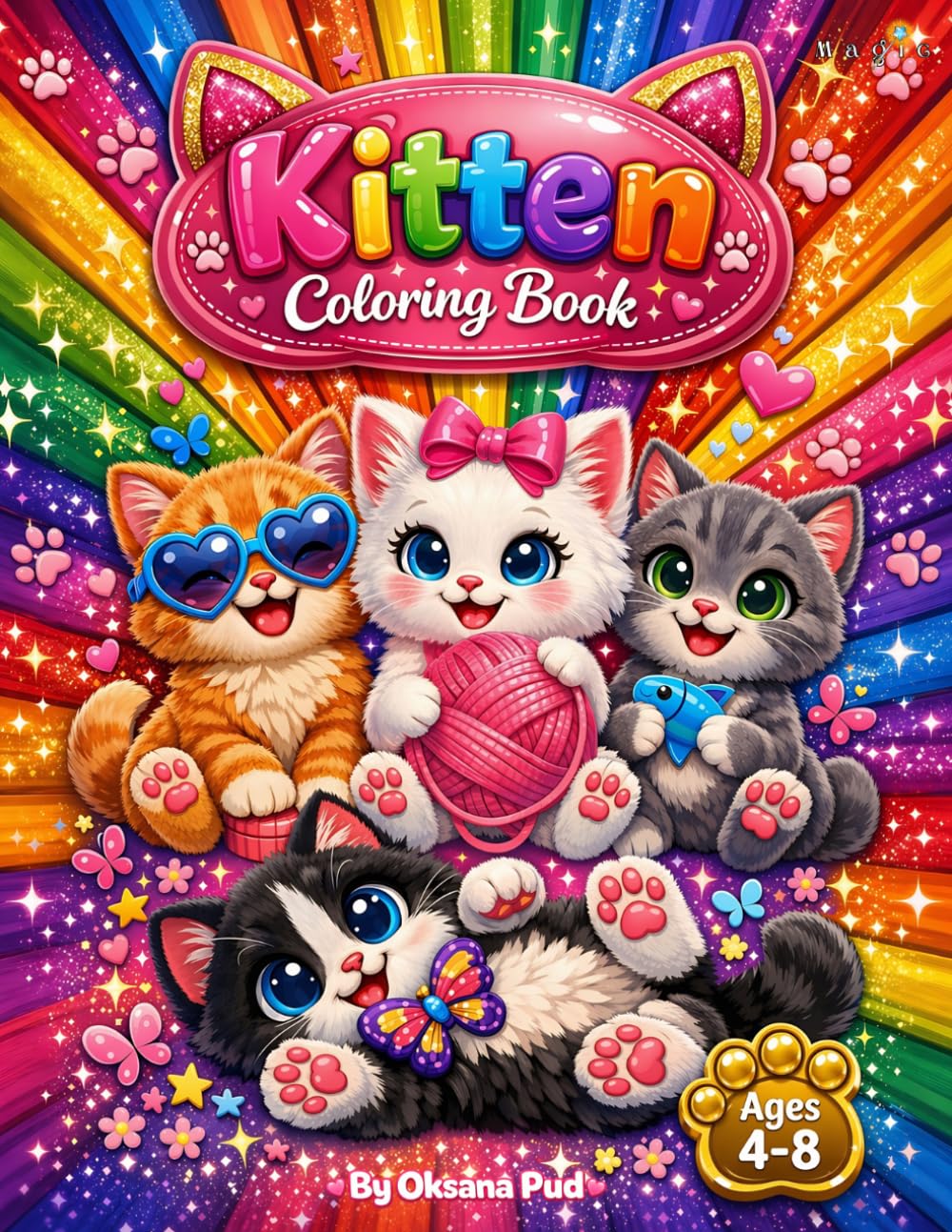 Kitten Coloring Book for Kids Ages 4–8: Cute & Easy Cat Coloring Pages for Girls & Boys | Fun, Relaxing, and Creative Activity Book with 50+ Adorable Kittens