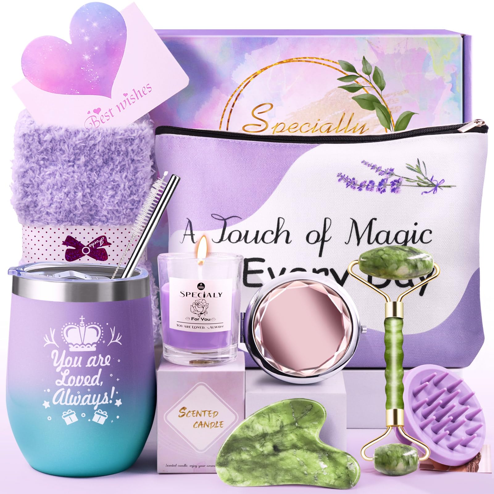 LIVEHITOP Regalos Originales para Mujer, Regalo Mujer Cumpleaños 10PCS Relajación Regalo Set Incluye Taza Termica Amiga Hermana Mamá Esposa San Valentín, Navidad, Día de la Madre