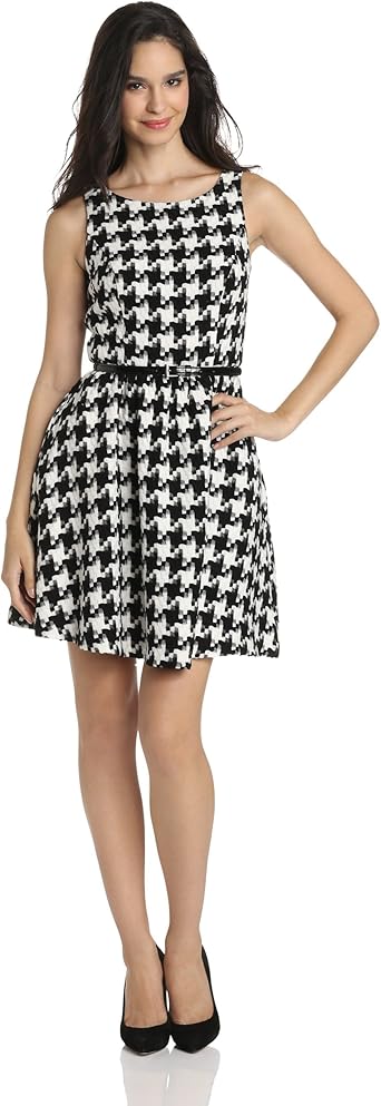 black and white houndstooth dress