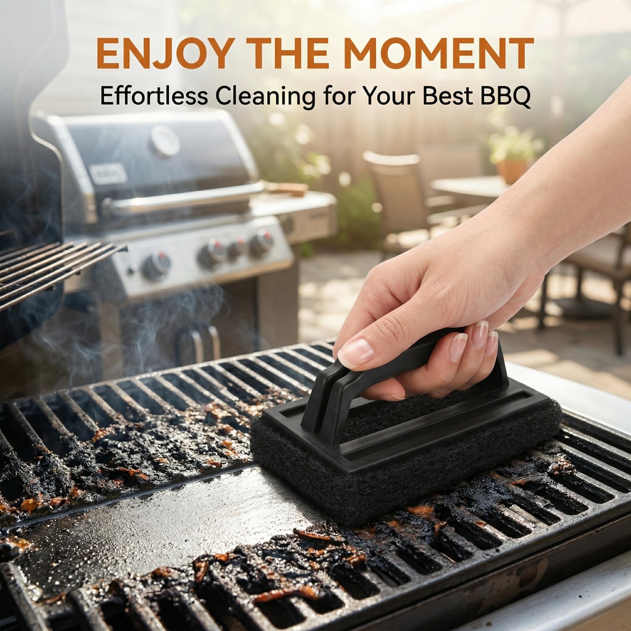 Yardwe Lot de 3 brosses de Nettoyage pour Barbecue - Poignée Ergonomique - Nettoyage Efficace pour Barbecue à gaz et Cuisine - Idéal pour la saleté et la Rouille