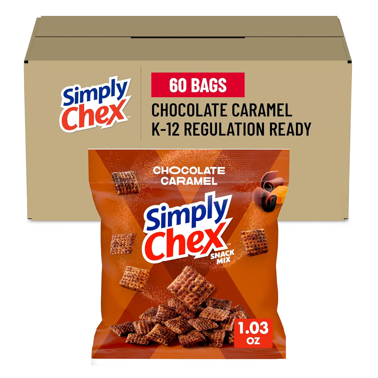 Simply Chex Mix, Chocolate Caramel, 1.03 Oz, (Pack of 60)