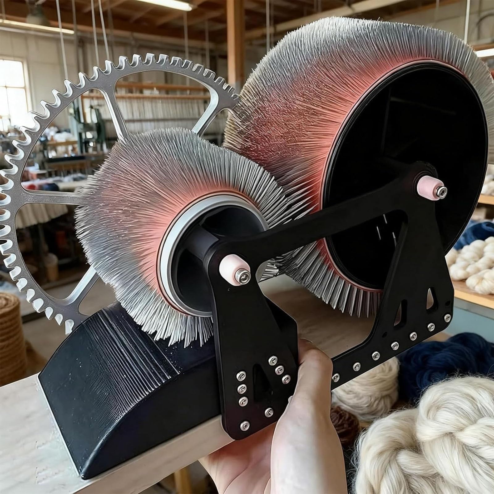 Aserzenith 1 Wool Felt Drum Carder With Hand Crank Manual Wool Carding Machine Fast Color Mixing Combing Spinning Wool Fibers Color Mixer For Felting