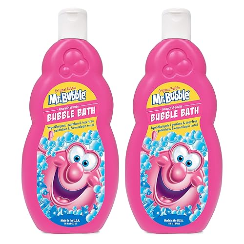 Mr. Bubble Original Bubble Bath - Great for Your Baby, Kids, and Adults - Hypoallergenic, Tear Free Bubble Bath Solution (2 Bottles, 16 fl oz Each) - Original Bubble Gum Scent - 1 Count (Pack of 2)