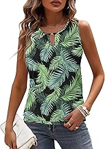 WNEEDU Débardeurs d'été Femme Chic et Élégant Col en V Hauts sans Manche Sexy Blouse Casual Chemise