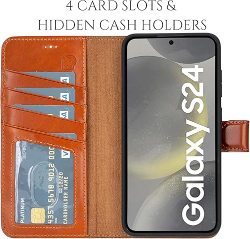 Miniatura 3 de BLACKBROOK Funda tipo cartera de piel para Samsung S24, extraíble 2 en 1, para carga inalámbrica, 4 ranuras para tarjetas, bolsillos para efectivo e