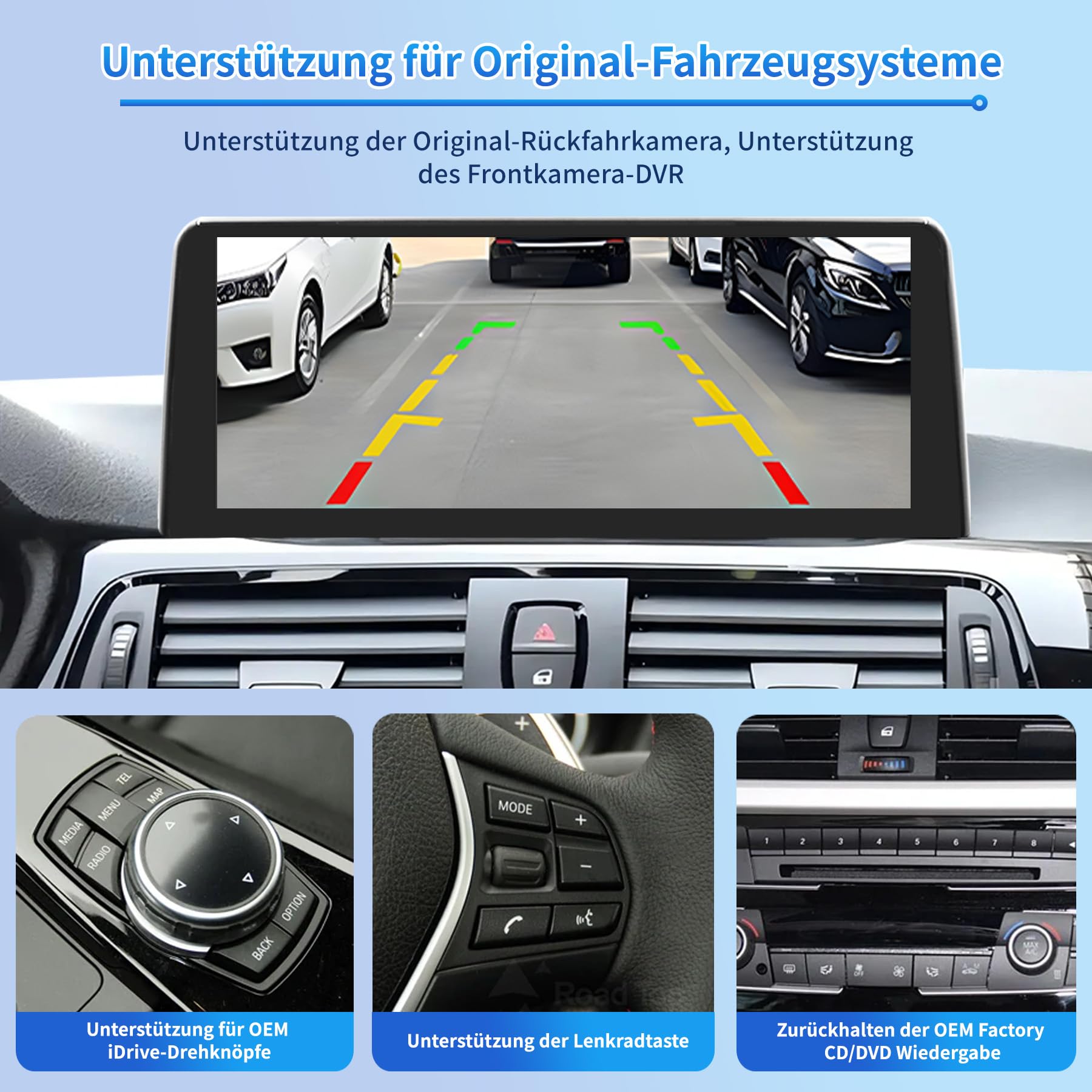 Autoradio für BMW 3er F30/F31/F34 & 4er F32/F33/F36 2013-2016 NBT System | CarPlay/Android Auto, Behält iDrive, Bluetooth, GPS, FM, WLAN, Lenkradsteuerung, 4+64GB Android Auto Radio 10,25″ Touchscreen