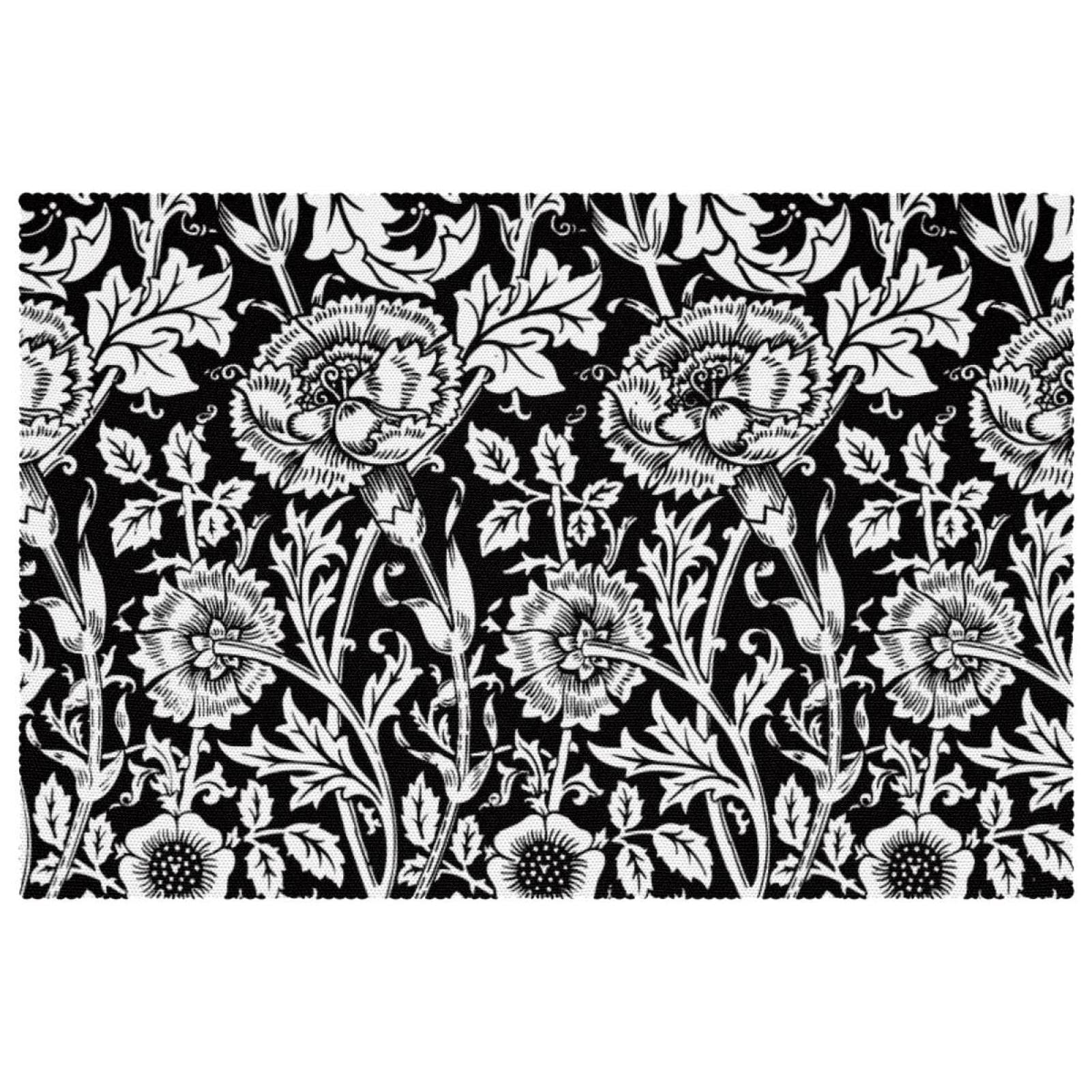 Lot de 6 sets de table design floral noir de qualité supérieure 30x45cm