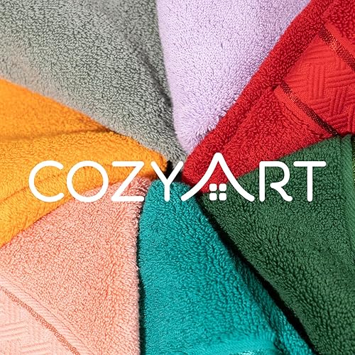 Miniatura 7 de COZYART Juego de 6 toallas de baño rojas, de lujo, 100% algodón turco de 22.16 ozm, calidad de hotel, suaves, absorbentes, juegos de toallas para