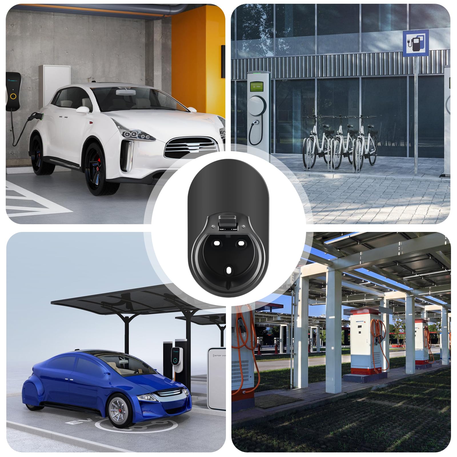 Uchwyt ładowarki, Uchwyt ścienny ładowarki Typ 2, Uchwyt kabla Wallbox, Organizer kabla ładowania EV, Uchwyt ścienny do stacji ładowania samochodów elektrycznych, Kompatybilny z wtyczkami ładowania