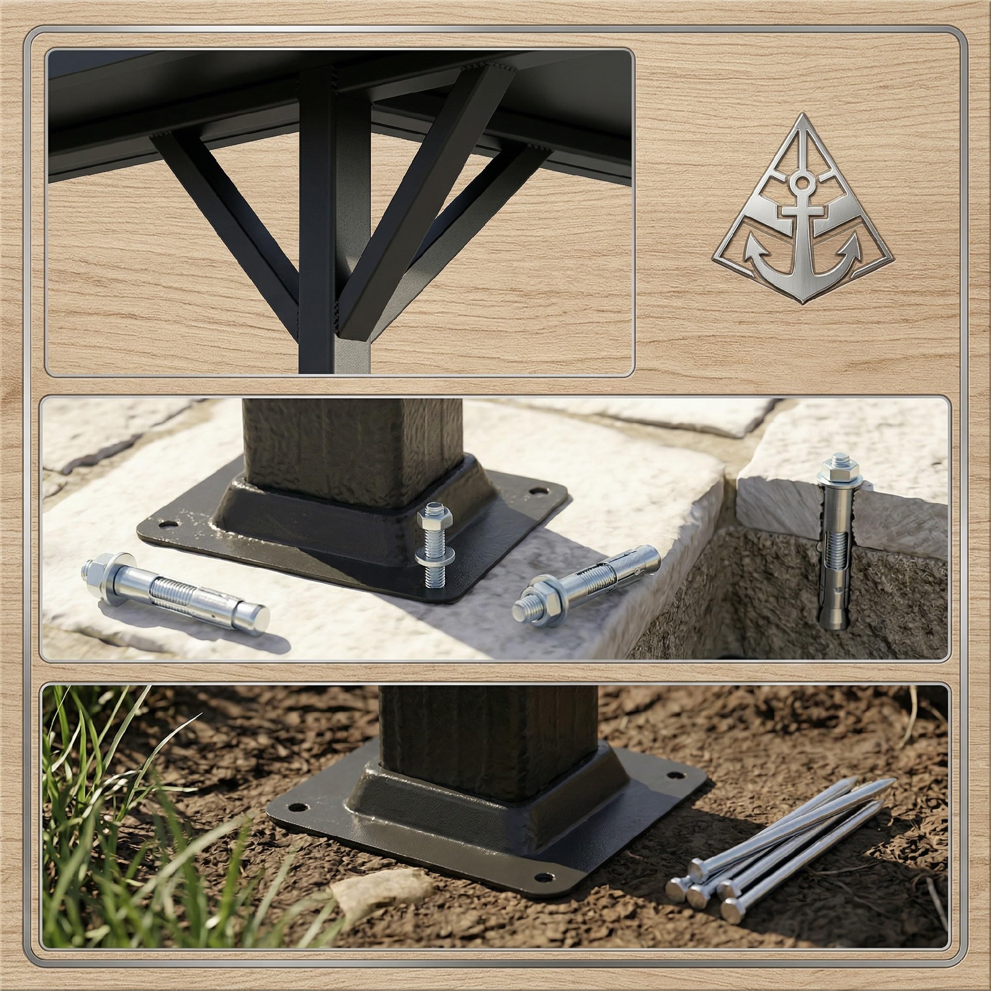 Outsunny Gazebo da Giardino 3.8x3 m con Tende e Zanzariera Grigio Scuro | Ganci, Doppio Tetto con Fori di Drenaggio, Struttura Metallica, per Feste Terrazzo Patio Giardino, UV30+
