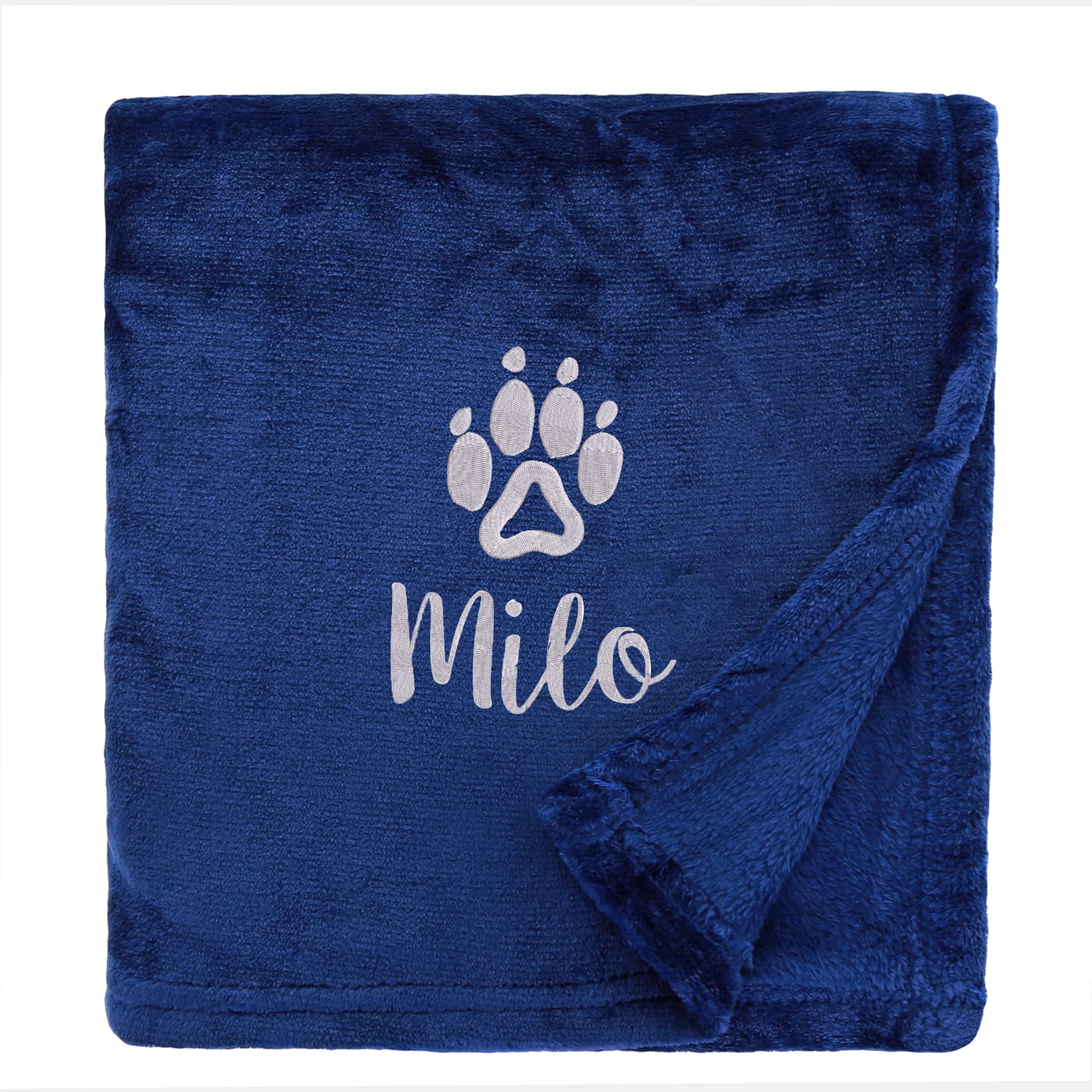 aztex Personalised Dog Bed Blanket/Throw, 140cm x 180cm, Shimmering Navy