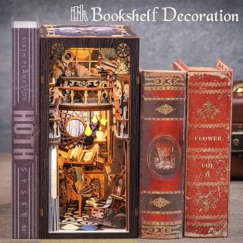CUTEBEE Book Nook Kit, DIY Dollhouse Miniature House Booknook for Adults and Teens, Bookshelf Insert Decor, Bookends Model Build-Creativity Gift Kit for Friends and Family